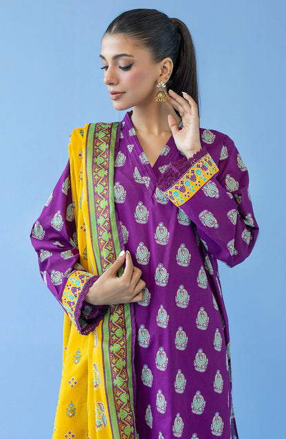 Orient - Unstitched 3 Piece Printed Cambric Shirt , Cambric Pant and Lawn Dupatta