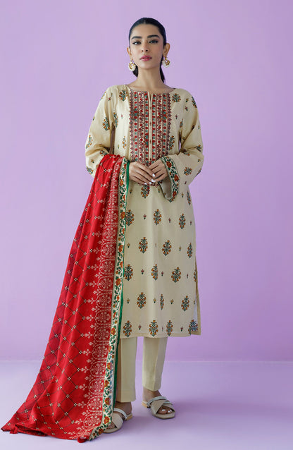 Orient - Unstitched 3 Piece Embroidered Lawn Shirt , Cambric Pant and Lawn Dupatta