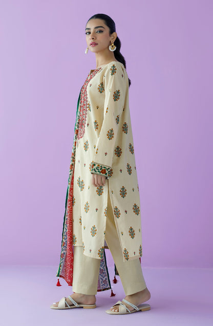 Orient - Unstitched 3 Piece Embroidered Lawn Shirt , Cambric Pant and Lawn Dupatta