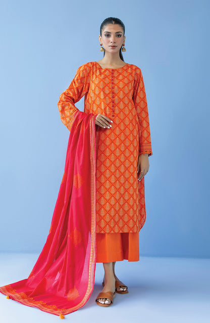 Orient - Unstitched 3 Piece Printed Cambric Shirt , Cambric Pant and Lawn Dupatta