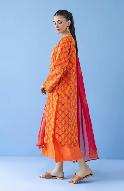 Orient - Unstitched 3 Piece Printed Cambric Shirt , Cambric Pant and Lawn Dupatta