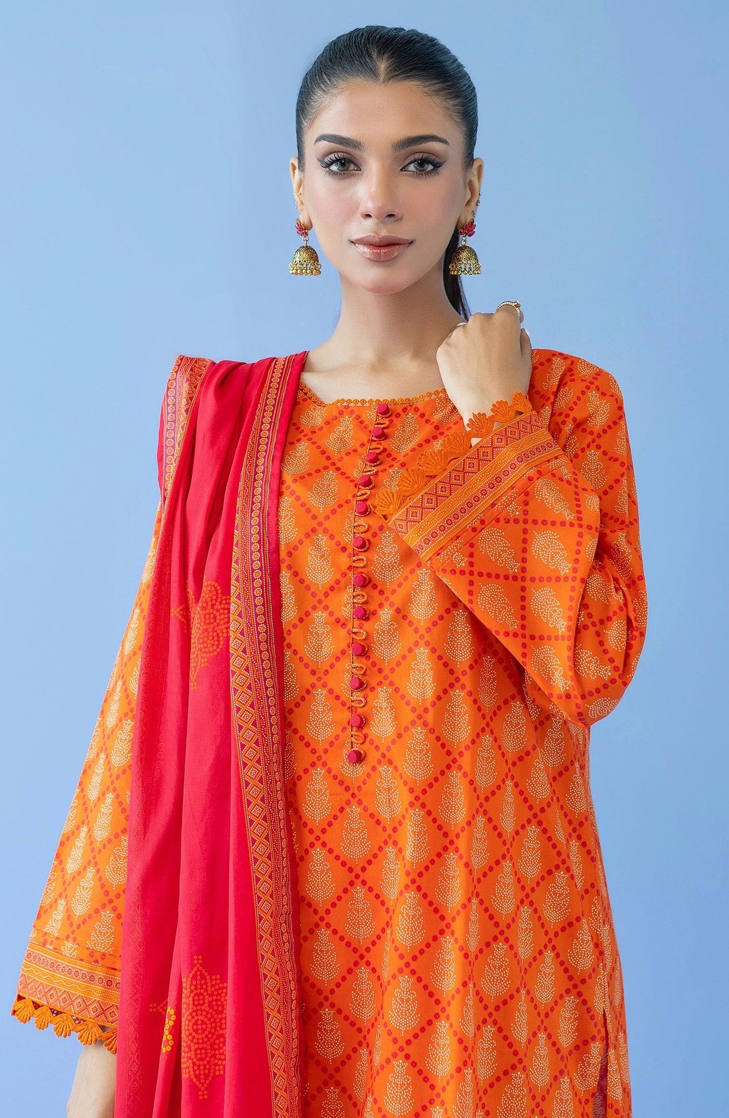 Orient - Unstitched 3 Piece Printed Cambric Shirt , Cambric Pant and Lawn Dupatta