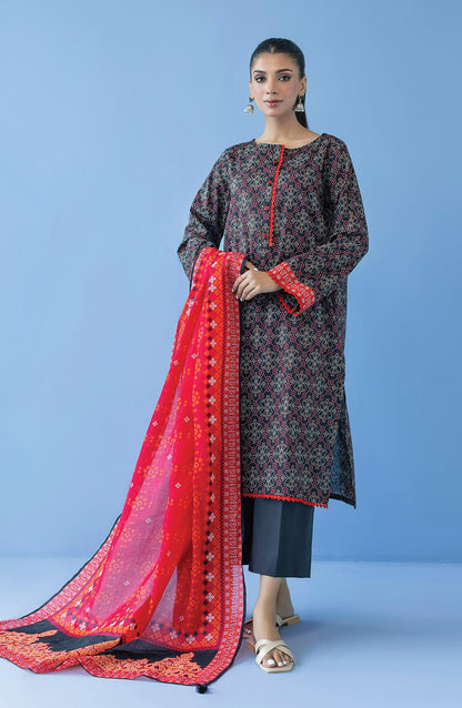 Orient - Unstitched 3 Piece Printed Cambric Shirt , Cambric Pant and Lawn Dupatta