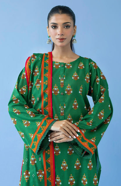 Orient - Unstitched 3 Piece Printed Cambric Shirt , Cambric Pant and Lawn Dupatta