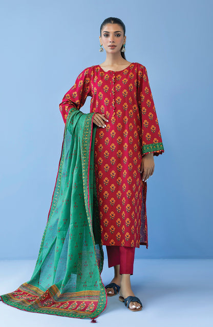 Orient - Unstitched 3 Piece Printed Cambric Shirt , Cambric Pant and Lawn Dupatta
