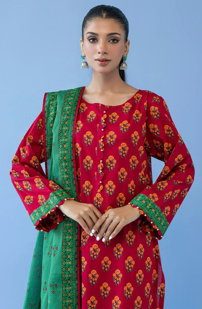 Orient - Unstitched 3 Piece Printed Cambric Shirt , Cambric Pant and Lawn Dupatta