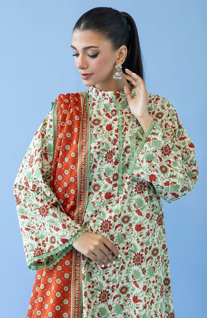 Orient - Unstitched 3 Piece Printed Cambric Shirt , Cambric Pant and Lawn Dupatta
