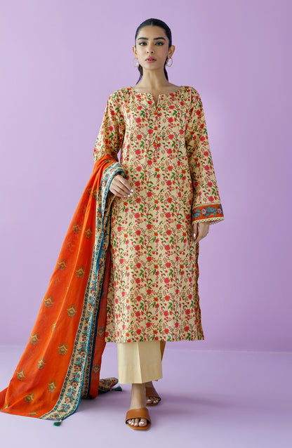 Orient - Stitched 3 Piece Printed Lawn Shirt , Cambric Pant and Lawn Dupatta