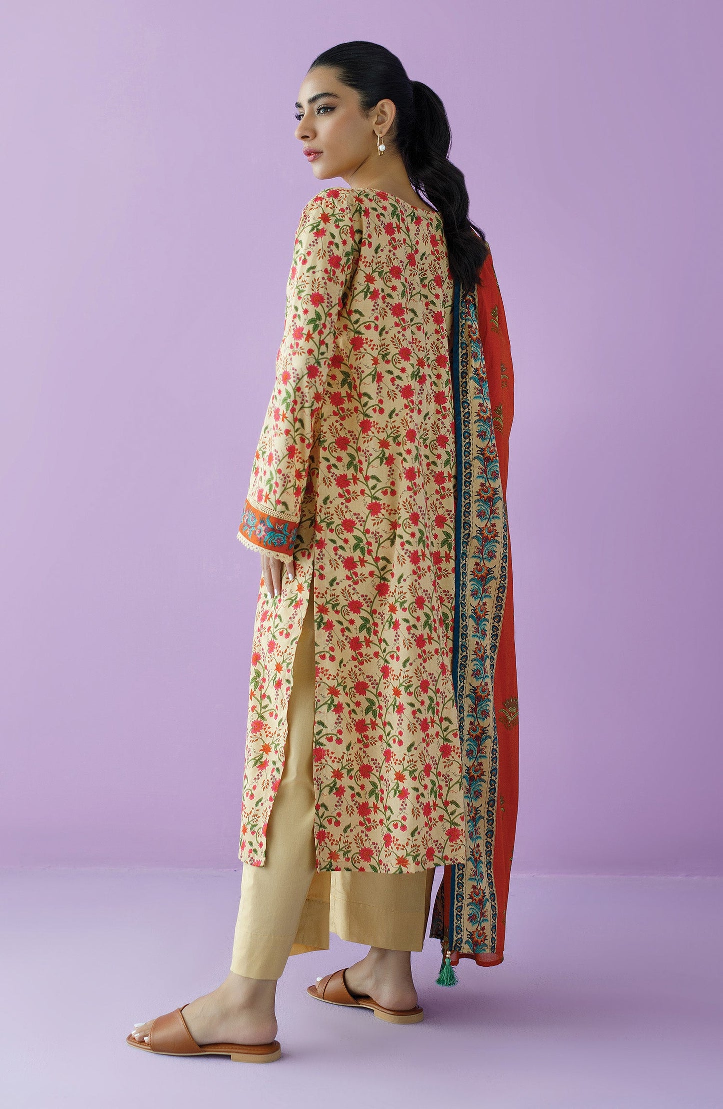 Orient - Stitched 3 Piece Printed Lawn Shirt , Cambric Pant and Lawn Dupatta