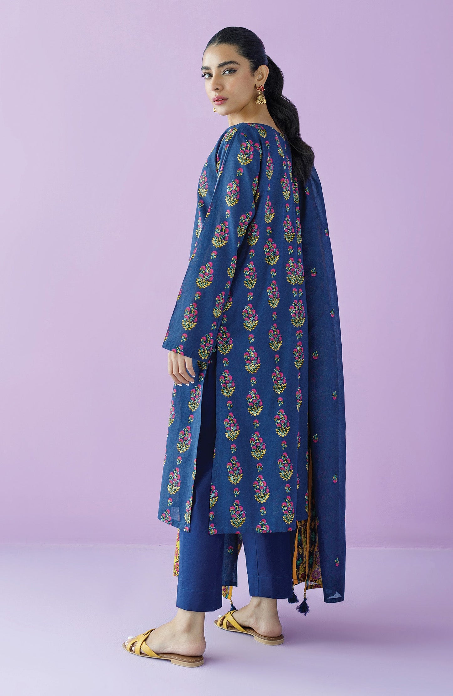 Orient - Stitched 3 Piece Printed Lawn Shirt , Cambric Pant and Lawn Dupatta