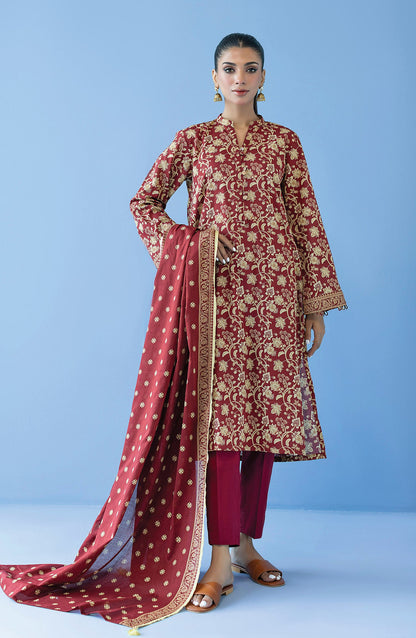 Orient - Unstitched 3 Piece Printed Cambric Shirt , Cambric Pant and Lawn Dupatta