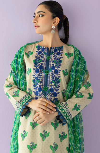 Orient - Stitched 2 Piece Embroidered Lawn Shirt and Chiffon Dupatta