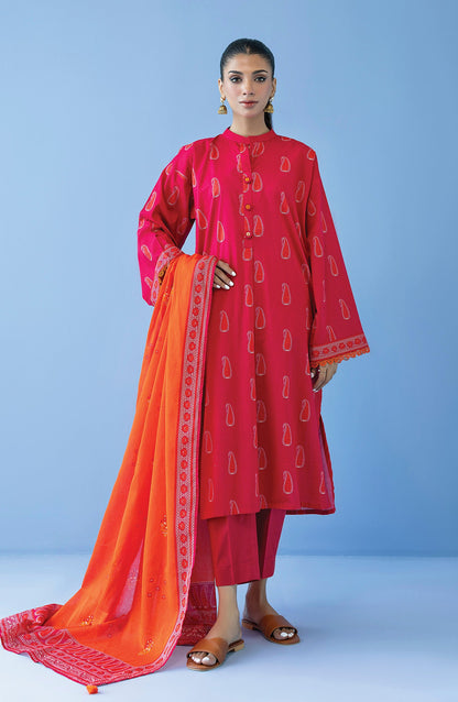Orient - Unstitched 3 Piece Printed Cambric Shirt , Cambric Pant and Lawn Dupatta