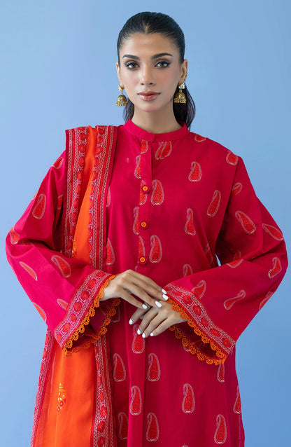 Orient - Unstitched 3 Piece Printed Cambric Shirt , Cambric Pant and Lawn Dupatta