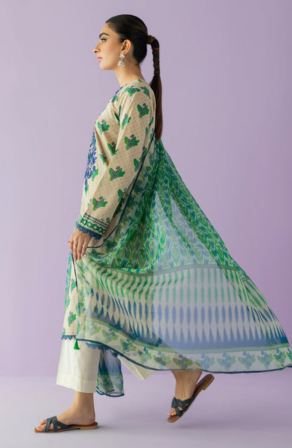 Orient - Stitched 2 Piece Embroidered Lawn Shirt and Chiffon Dupatta
