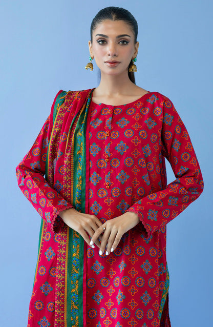 Orient - Unstitched 3 Piece Printed Cambric Shirt , Cambric Pant and Lawn Dupatta