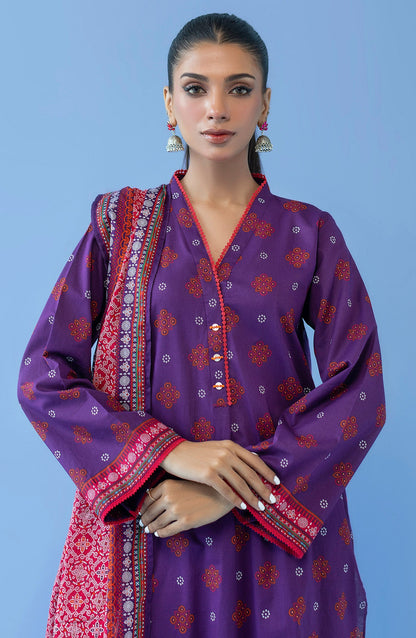 Orient - Unstitched 3 Piece Printed Cambric Shirt , Cambric Pant and Lawn Dupatta