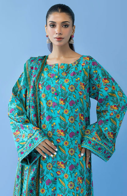 Orient - Unstitched 3 Piece Printed Cambric Shirt , Cambric Pant and Lawn Dupatta