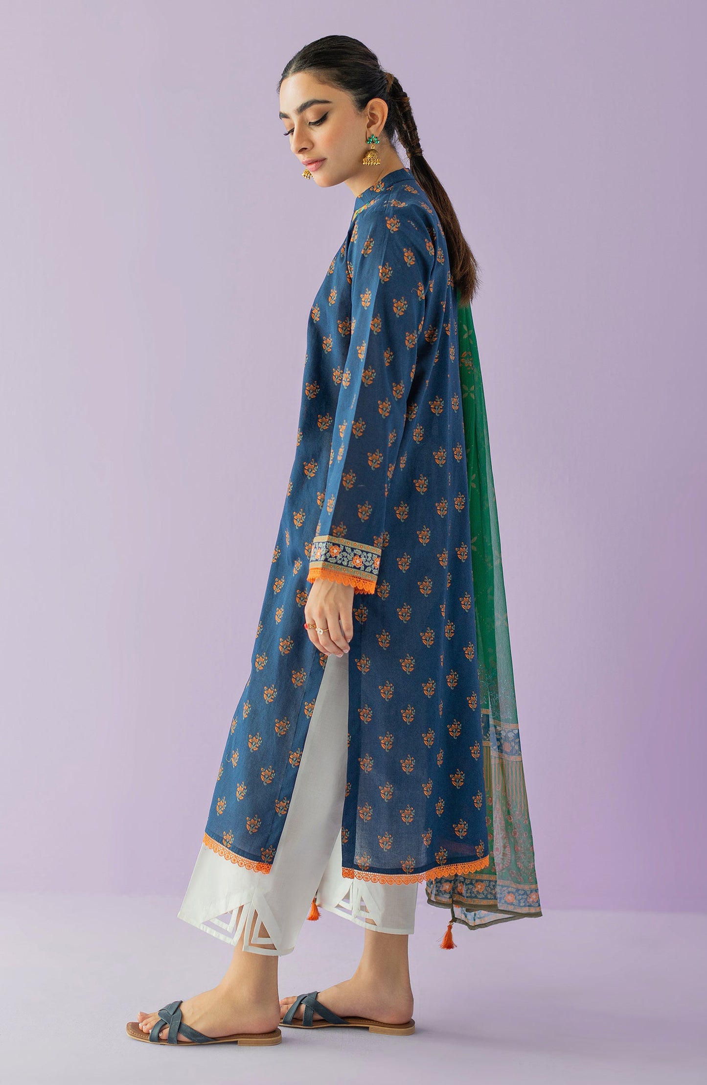 Orient - Stitched 2 Piece Embroidered Lawn Shirt and Chiffon Dupatta