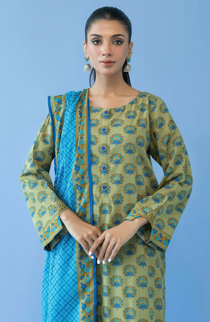 Orient - Unstitched 3 Piece Printed Cambric Shirt , Cambric Pant and Lawn Dupatta