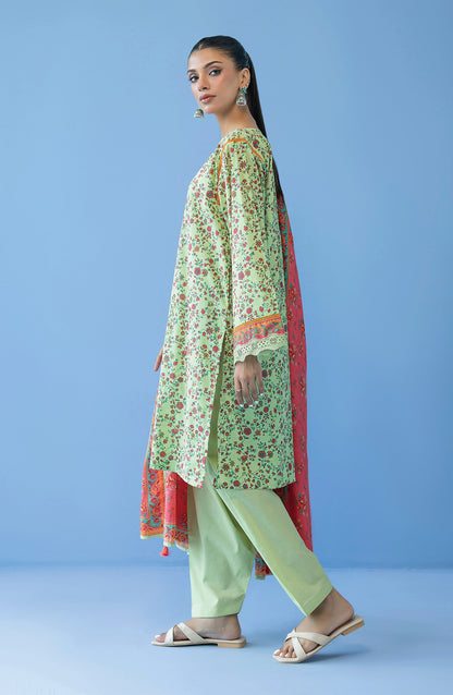 Orient - Unstitched 3 Piece Printed Cambric Shirt , Cambric Pant and Lawn Dupatta