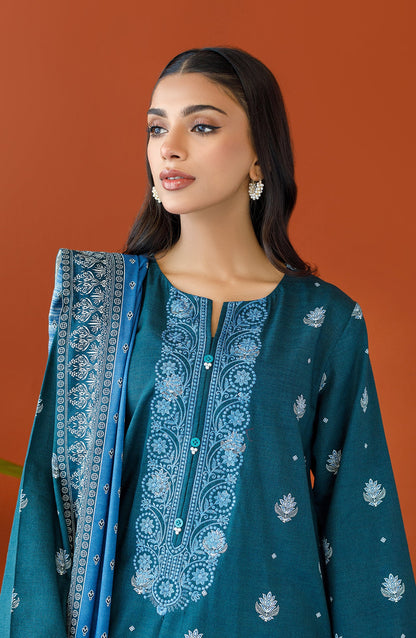 Orient - Unstitched 3 Piece Embroidered Khaddar Shirt , Khaddar Pant and Khaddar Dupatta