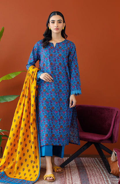 Orient - Unstitched 3 Piece Printed Khaddar Shirt , Khaddar Pant and Khaddar Dupatta