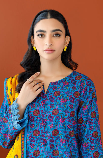 Orient - Unstitched 3 Piece Printed Khaddar Shirt , Khaddar Pant and Khaddar Dupatta