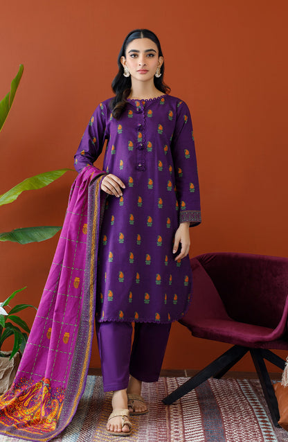 Orient - Stitched 3 Piece Printed Khaddar Shirt , Khaddar Pant and Khaddar Dupatta