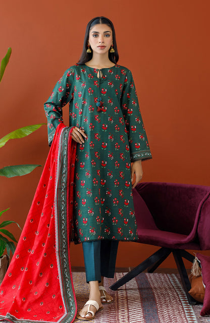 Orient - Unstitched 3 Piece Printed Khaddar Shirt , Khaddar Pant and Khaddar Dupatta