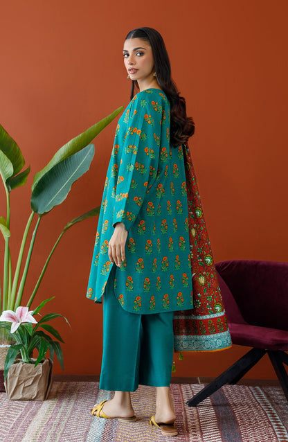 Orient - Unstitched 3 Piece Printed Khaddar Shirt , Khaddar Pant and Khaddar Dupatta