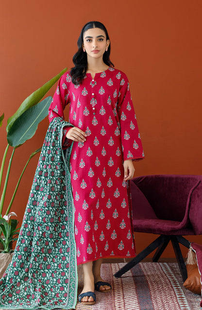Orient - Unstitched 3 Piece Printed Khaddar Shirt , Khaddar Pant and Khaddar Dupatta