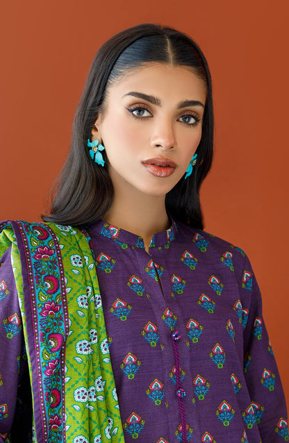 Orient - Unstitched 3 Piece Printed Khaddar Shirt , Khaddar Pant and Khaddar Dupatta