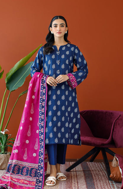 Orient - Unstitched 3 Piece Printed Khaddar Shirt , Khaddar Pant and Khaddar Dupatta