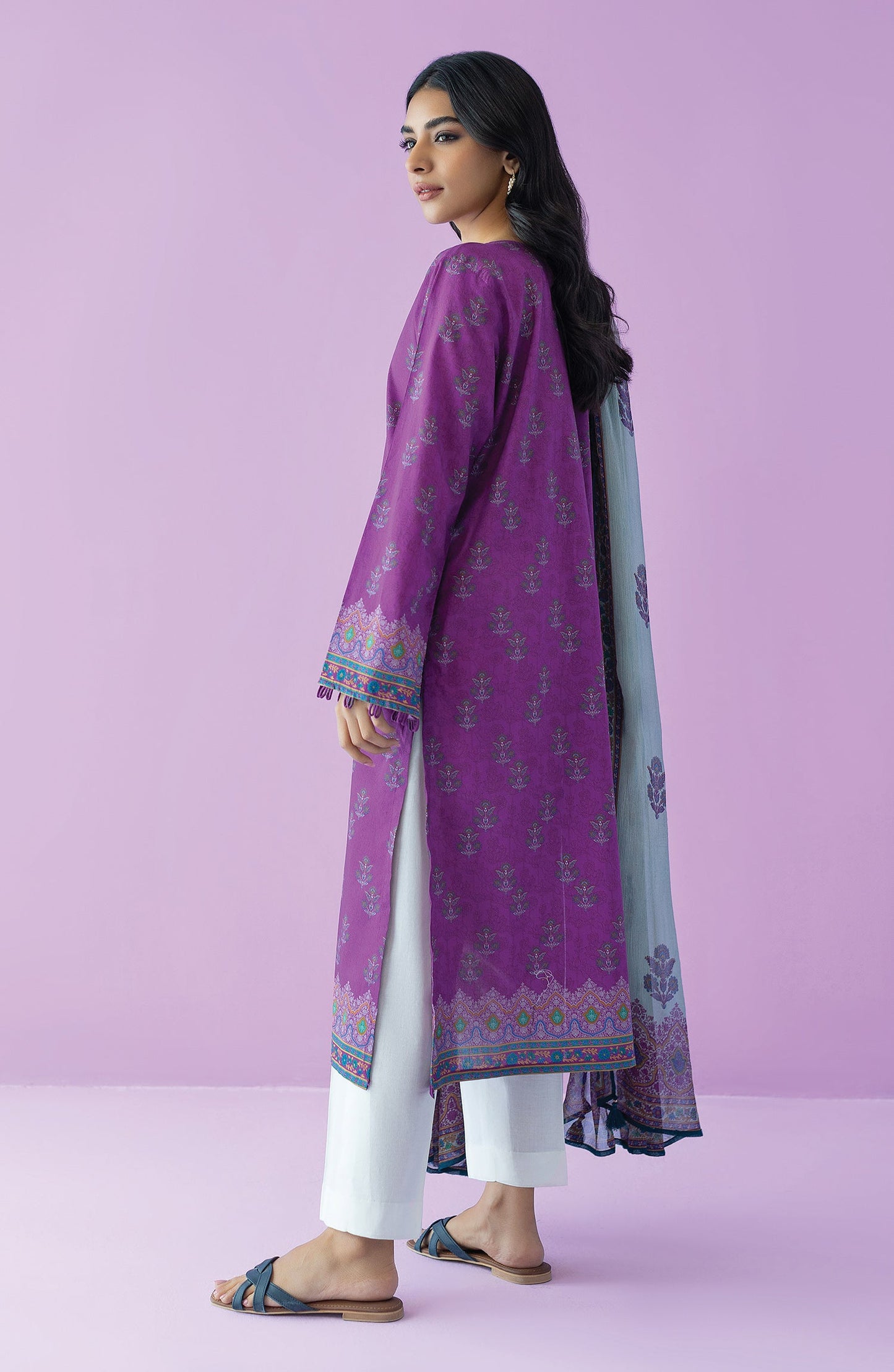 Orient - Unstitched 2 Piece Embroidered Lawn Shirt and Chiffon Dupatta
