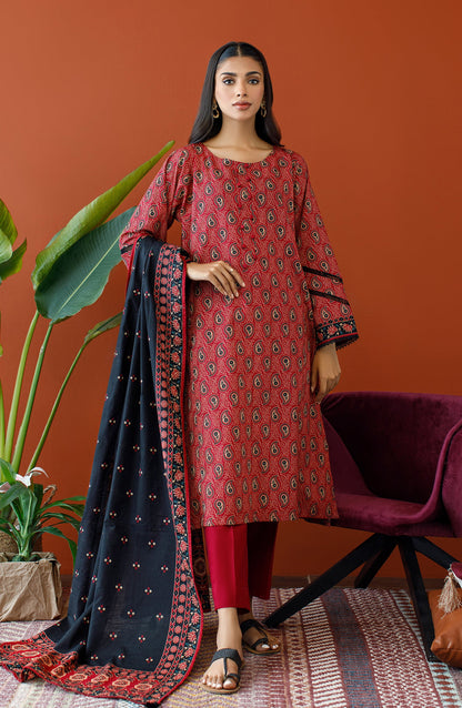 Orient - Unstitched 3 Piece Printed Khaddar Shirt , Khaddar Pant and Khaddar Dupatta