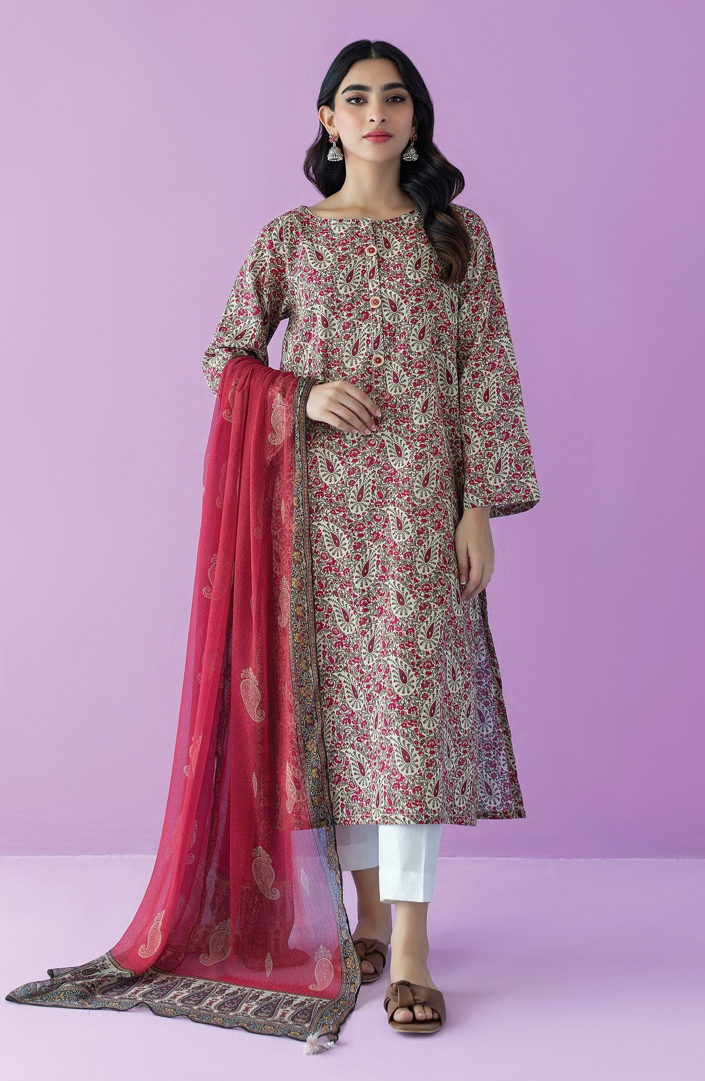 Orient - Unstitched 2 Piece Printed Lawn Shirt and Chiffon Dupatta