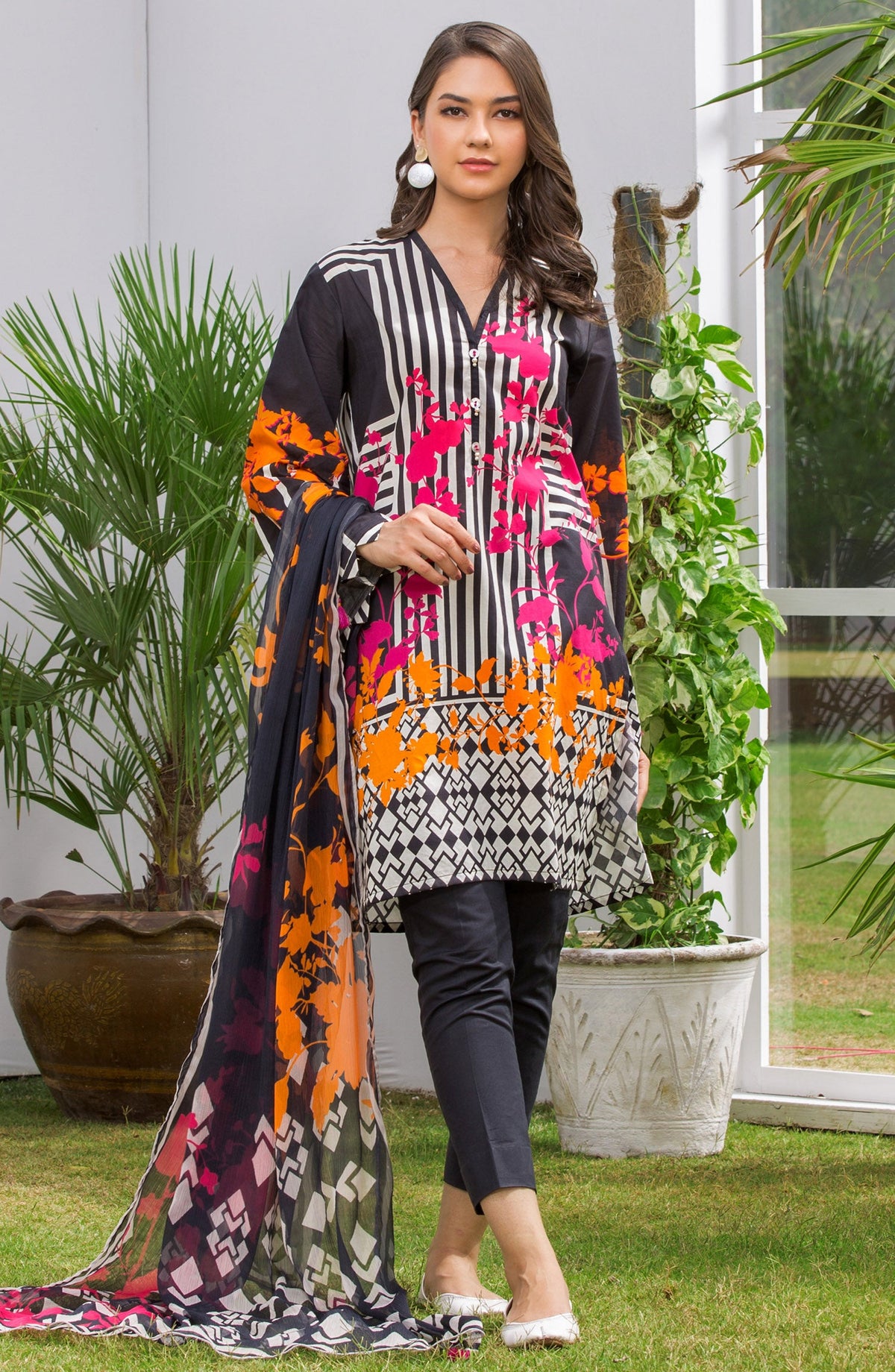 Orient - Unstitched 2 Piece Printed Lawn Shirt Dupatta