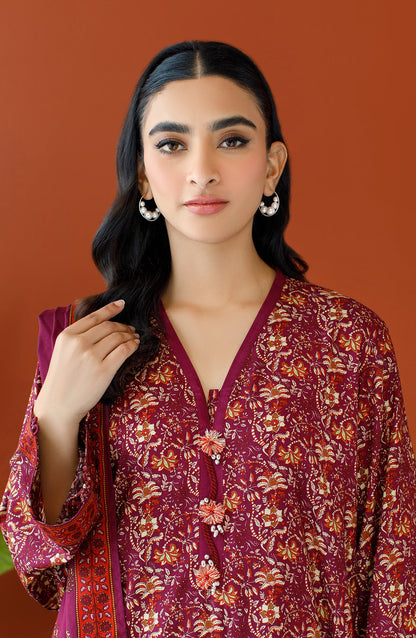 Orient - Unstitched 3 Piece Printed Linen Shirt , Linen Pant and Linen Dupatta
