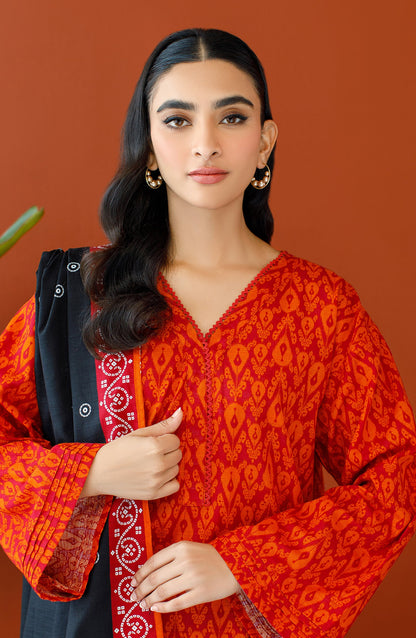 Orient - Unstitched 3 Piece Printed Khaddar Shirt , Khaddar Pant and Khaddar Dupatta