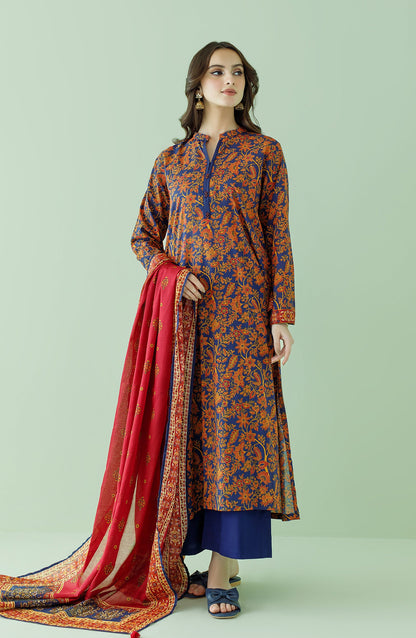 Orient - Unstitched 3 Piece Printed Lawn Shirt , Cambric Pant and Lawn Dupatta