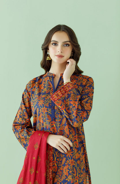 Orient - Stitched 3 Piece Printed Lawn Shirt , Cambric Pant and Lawn Dupatta