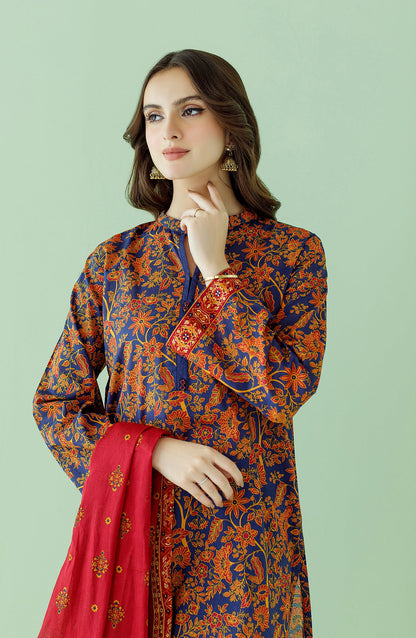 Orient - Stitched 3 Piece Printed Lawn Shirt , Cambric Pant and Lawn Dupatta