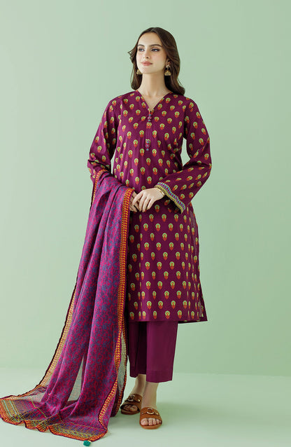 Orient - Unstitched 3 Piece Printed Lawn Shirt , Cambric Pant and Lawn Dupatta
