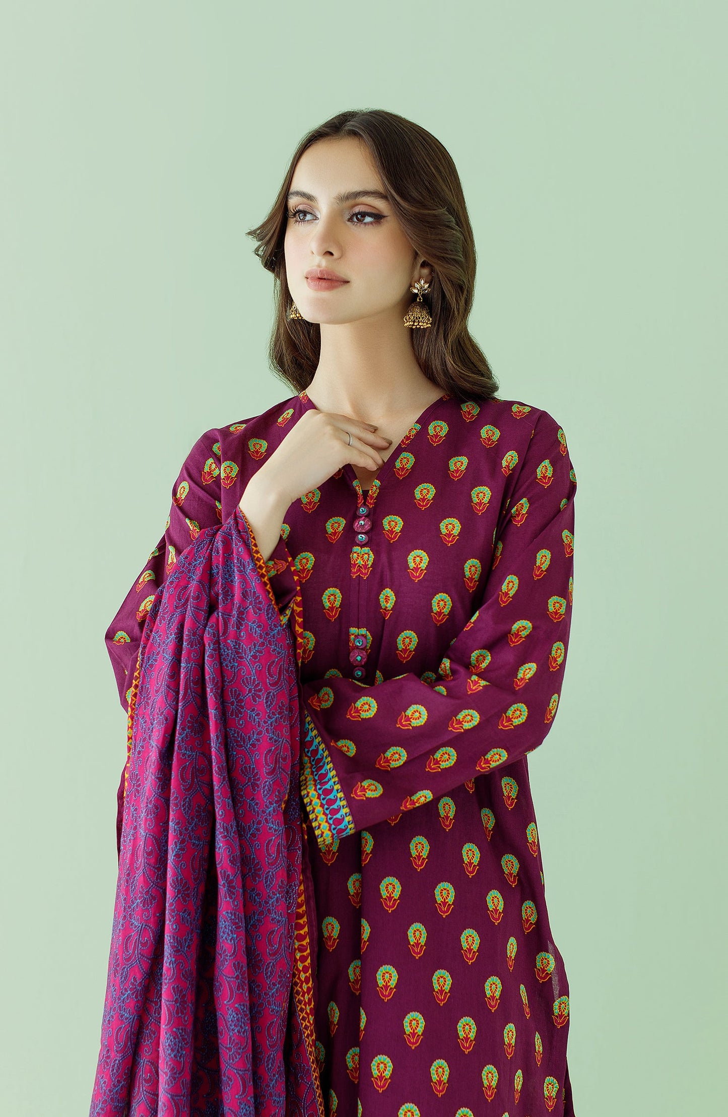 Orient - Unstitched 3 Piece Printed Lawn Shirt , Cambric Pant and Lawn Dupatta