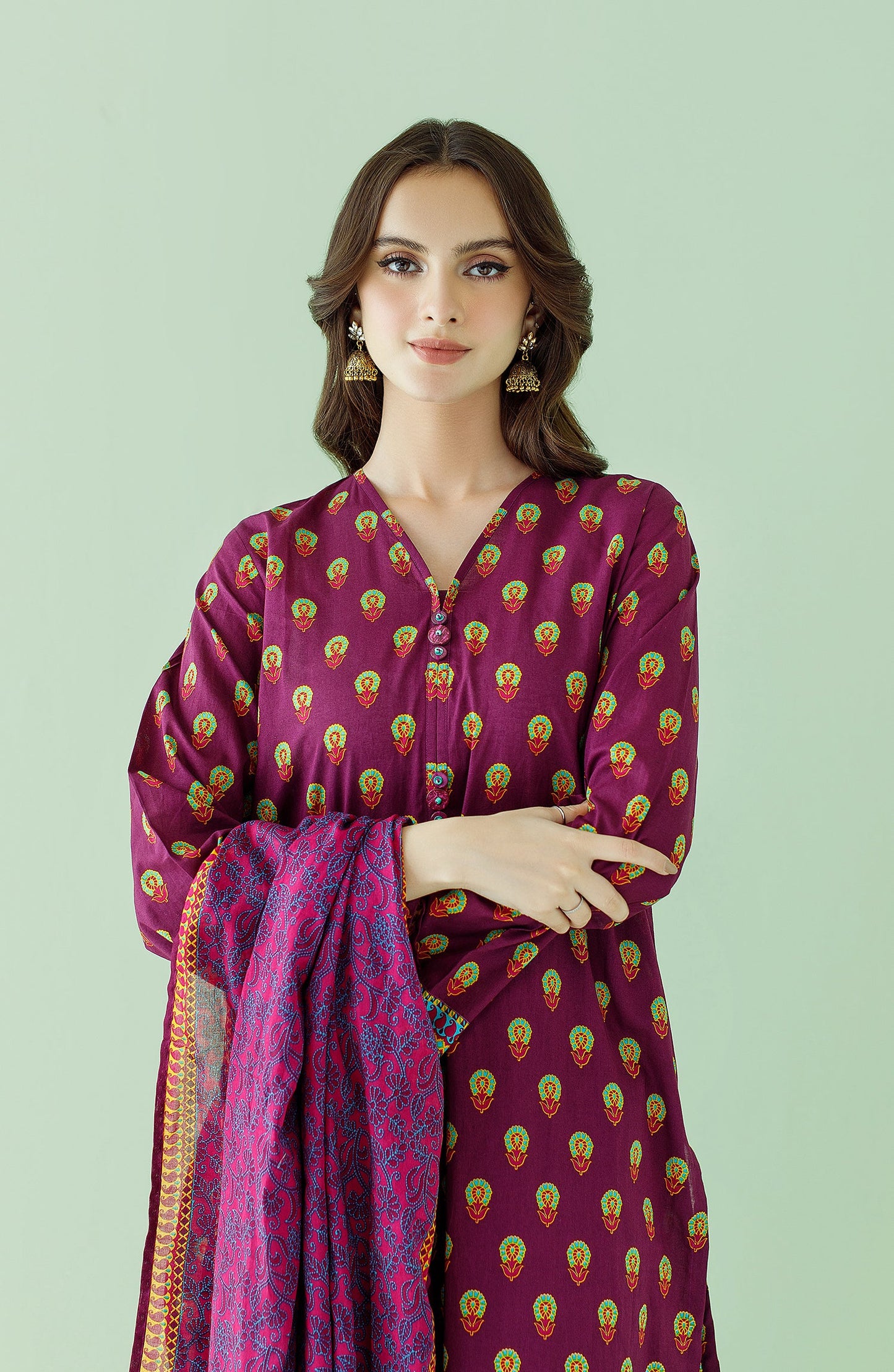 Orient - Unstitched 3 Piece Printed Lawn Shirt , Cambric Pant and Lawn Dupatta