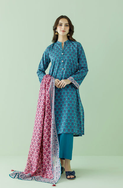 Orient - Unstitched 3 Piece Printed Lawn Shirt , Cambric Pant and Lawn Dupatta