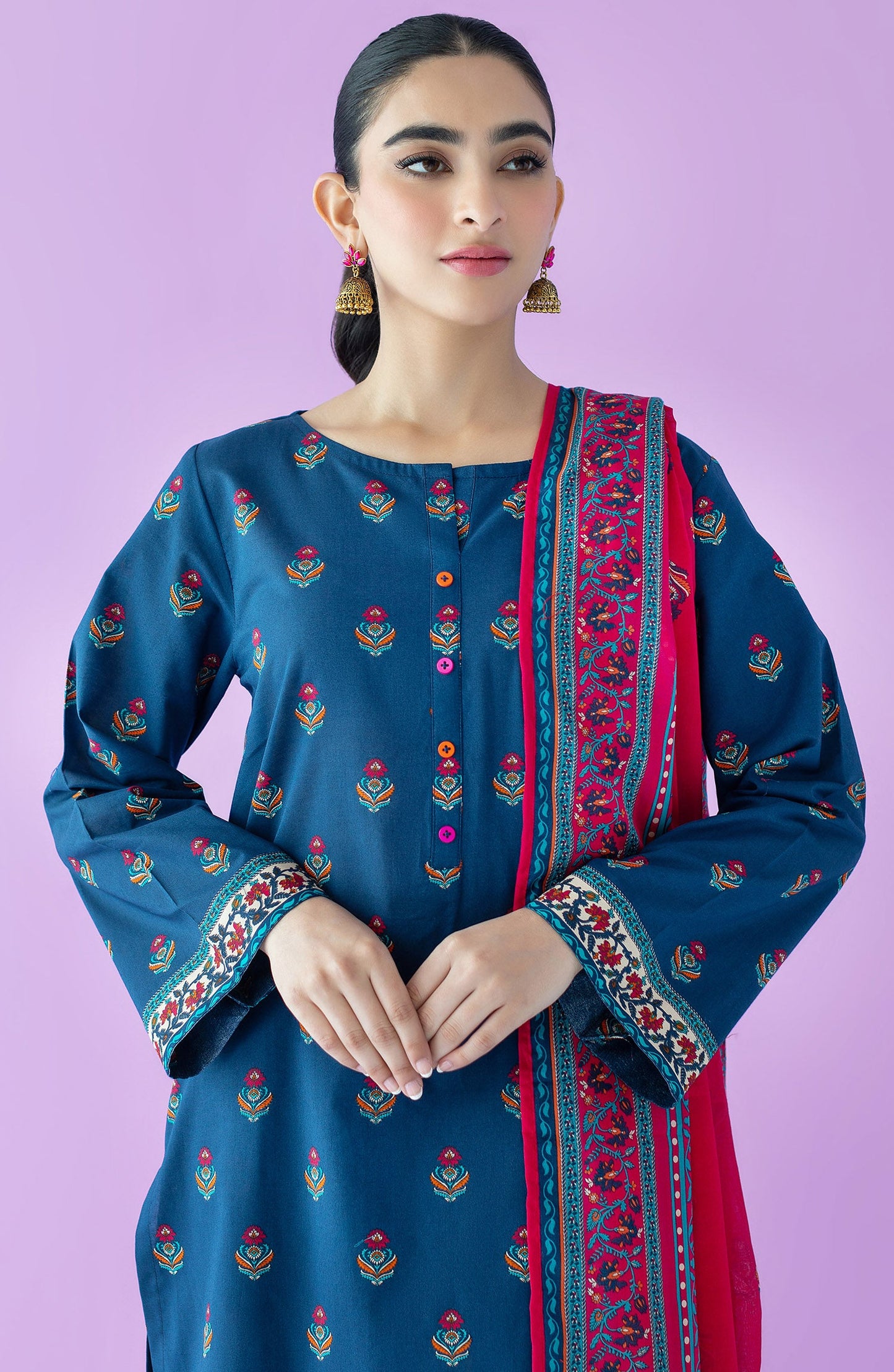 Orient - Stitched 3 Piece Printed Lawn Shirt , Cambric Pant and Lawn Dupatta