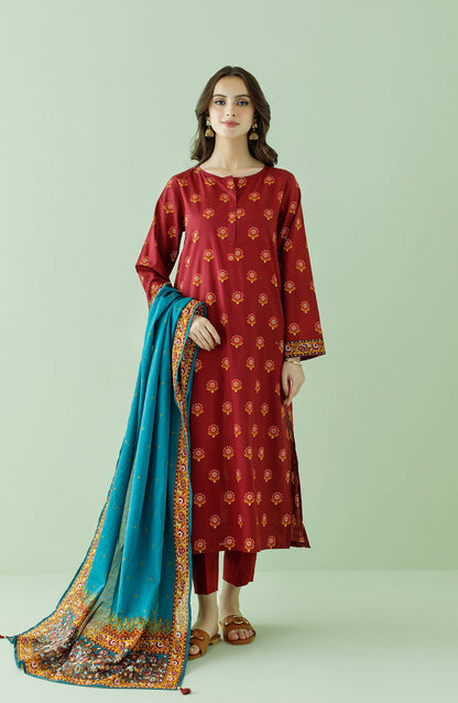 Orient - Unstitched 3 Piece Printed Lawn Shirt , Cambric Pant and Lawn Dupatta