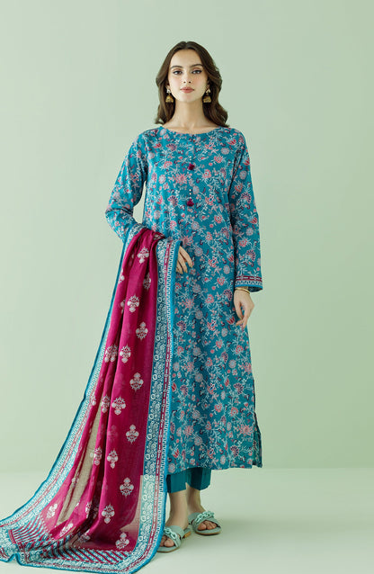 Orient - Unstitched 3 Piece Printed Lawn Shirt , Cambric Pant and Lawn Dupatta